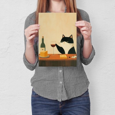 Poster metal kot i wino gift