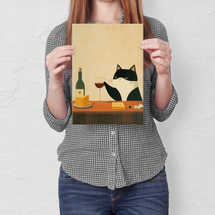 Poster metal kot i wino gift