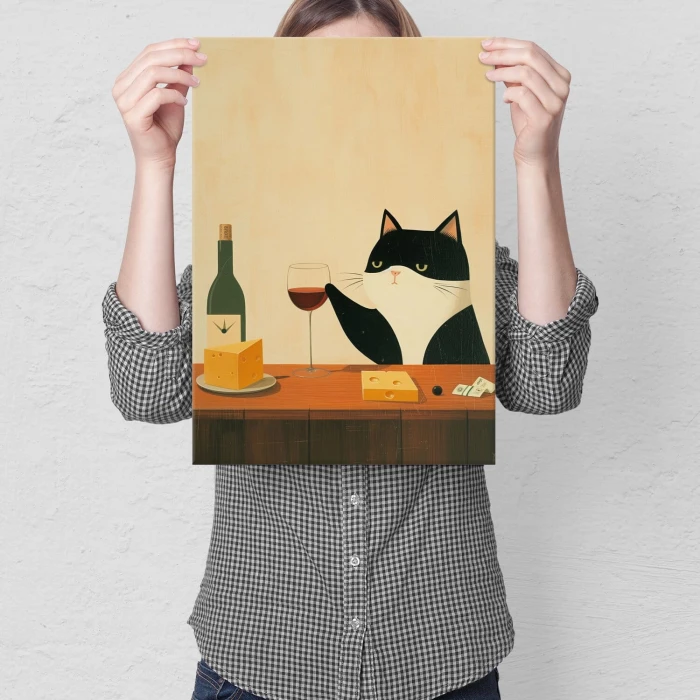 Poster metal kot i wino gift