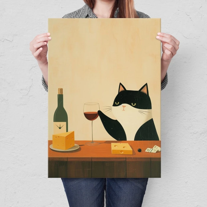 Poster metal kot i wino gift