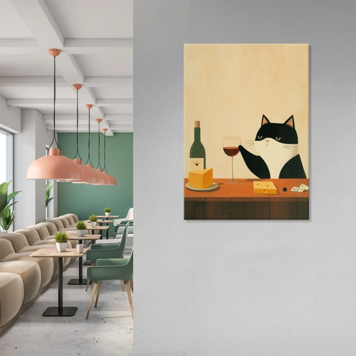Poster metal kot i wino gift