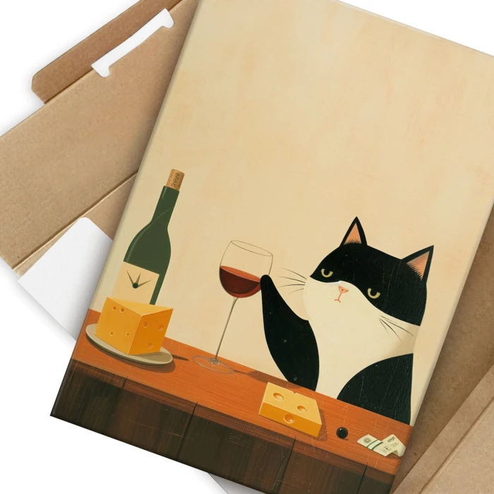 Poster metal kot i wino gift