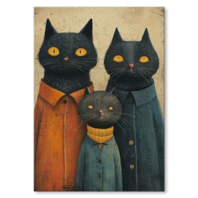 Poster metal rodzina kotów gift