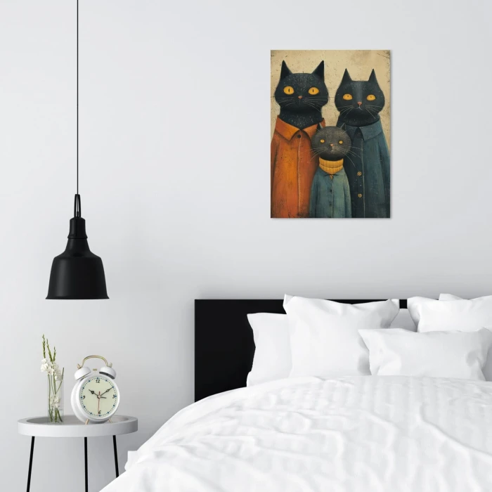 Poster metal rodzina kotów gift