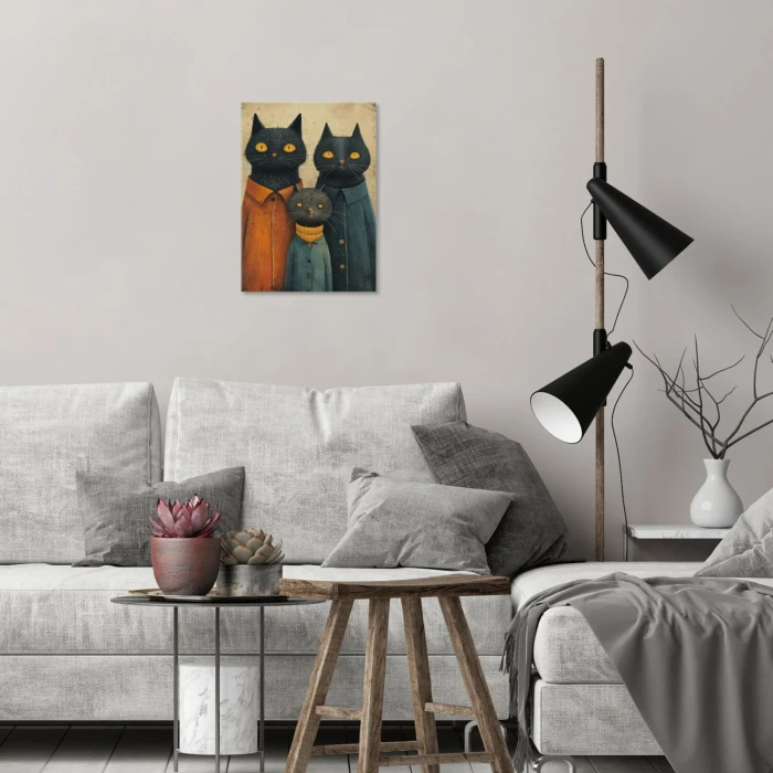 Poster metal rodzina kotów gift