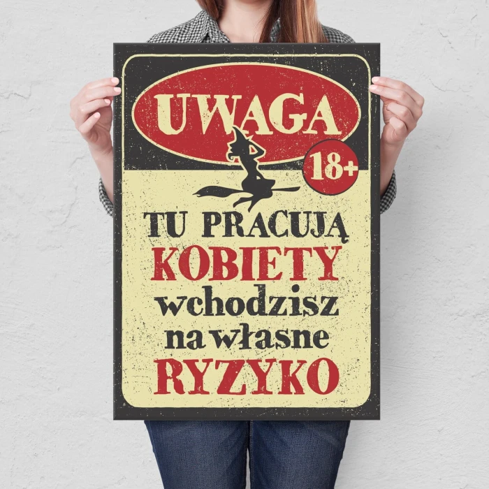 Poster metal tu pracują kobiety gift