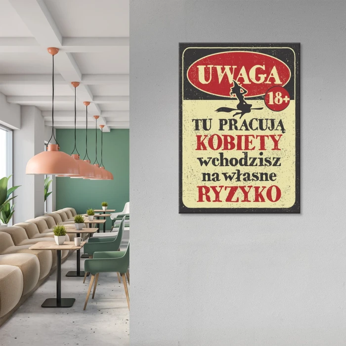 Poster metal tu pracują kobiety gift