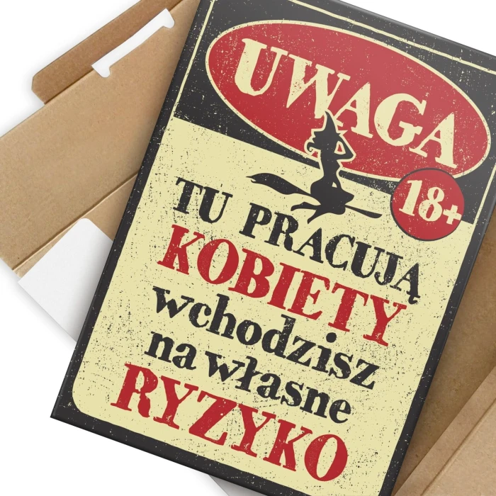 Poster metal tu pracują kobiety gift