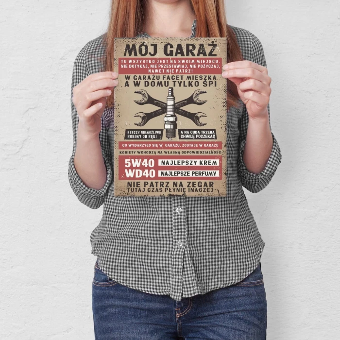 Poster metal garaż zasady świeca gift