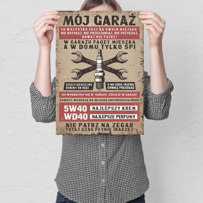 Poster metal garaż zasady świeca gift