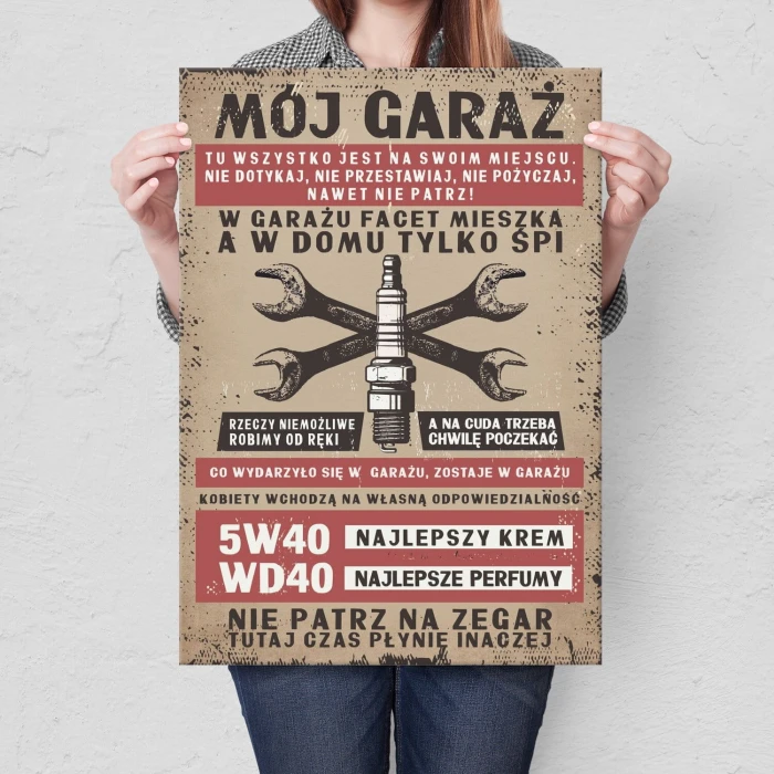 Poster metal garaż zasady świeca gift