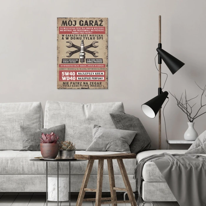 Poster metal garaż zasady świeca gift