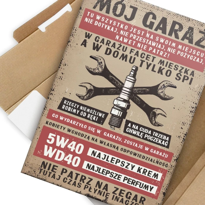 Poster metal garaż zasady świeca gift