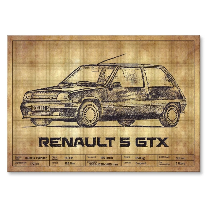 Poster metal Renault 5 GTX gift
