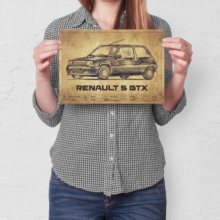 Plakat metalowy Renault 5 GTX Prezent