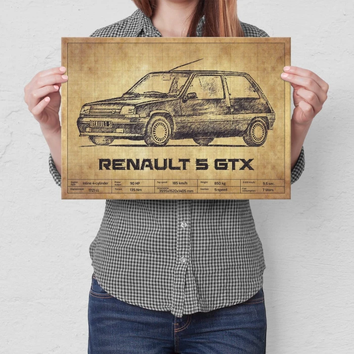 Poster metal Renault 5 GTX gift