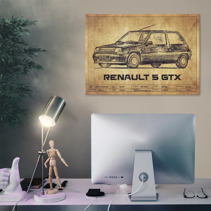 Poster metal Renault 5 GTX gift