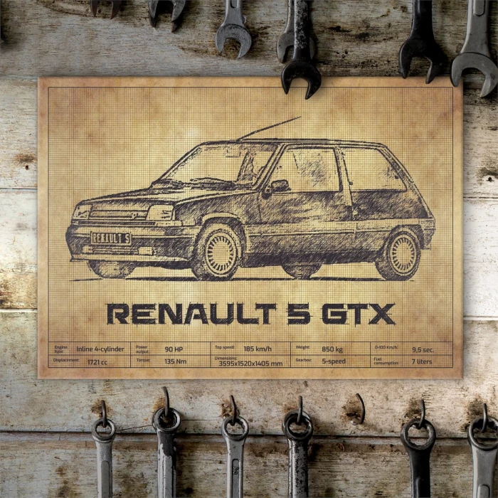 Poster metal Renault 5 GTX gift