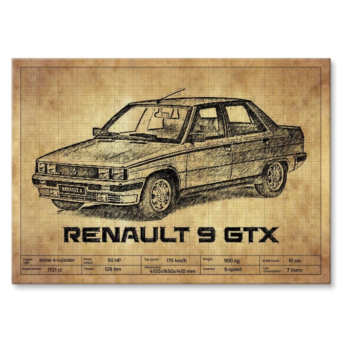 Poster metal Renault 9 GTX gift