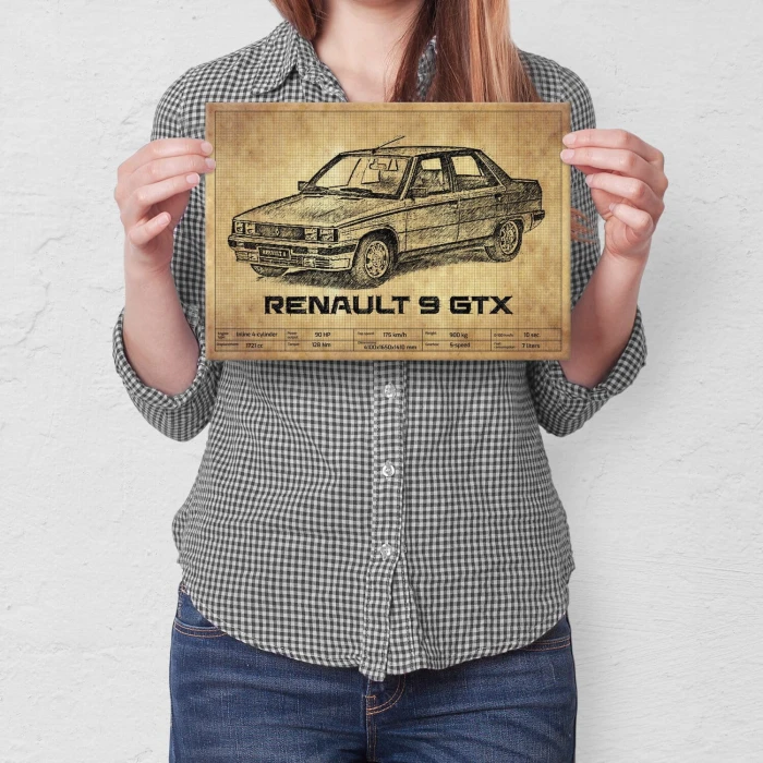 Plakat metalowy Renault 9 GTX Prezent