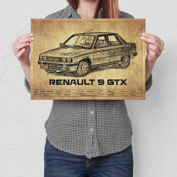 Plakat metalowy Renault 9 GTX Prezent