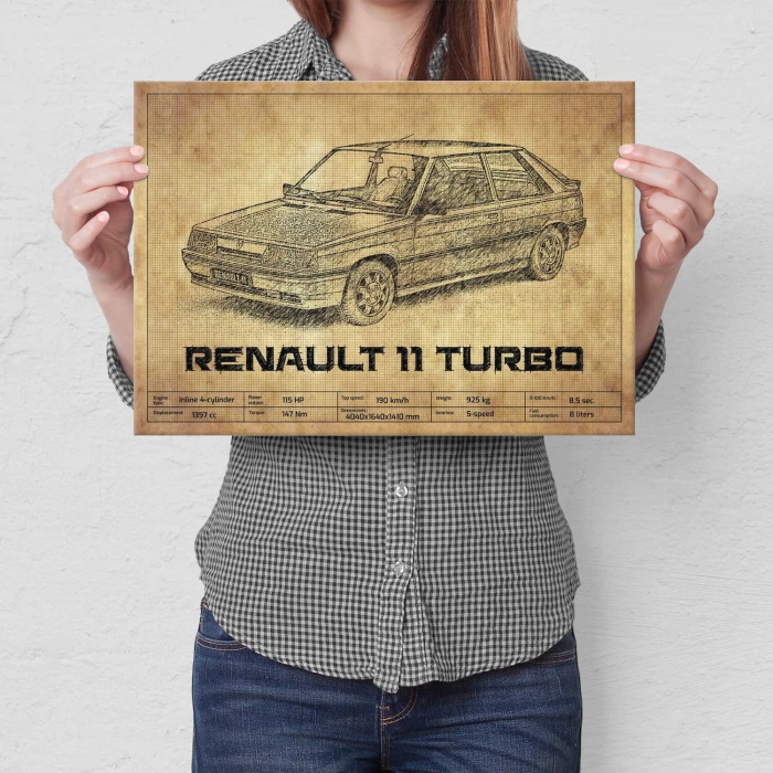Plakat metalowy Renault 11 Turbo Prezent