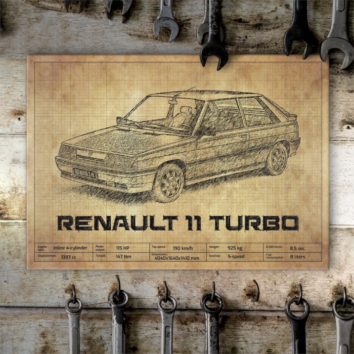 Plakat metalowy Renault 11 Turbo Prezent