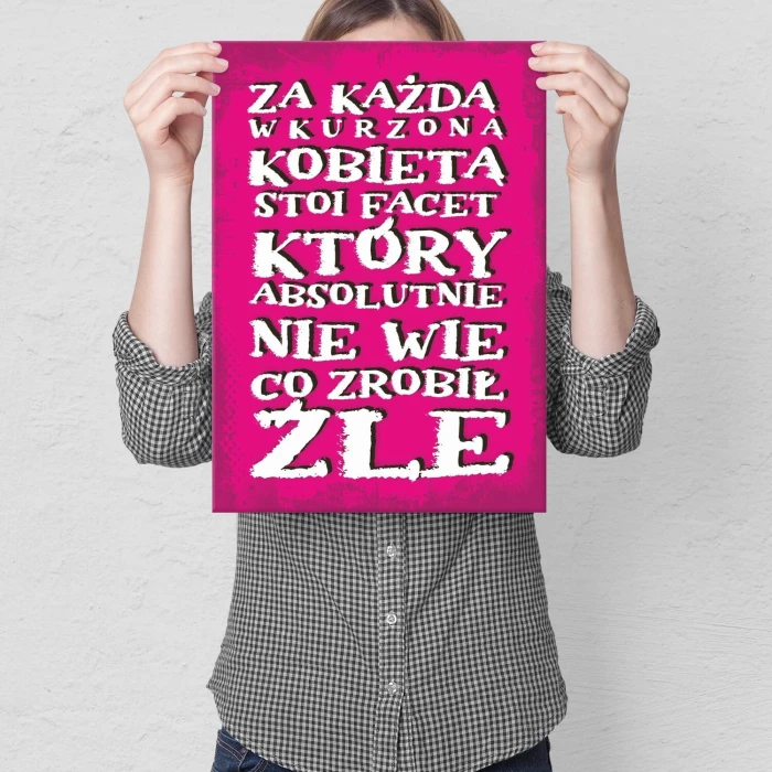 Plakat metalowy wkurzona kobieta Prezent