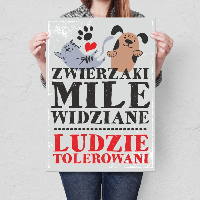 Poster metal zwierzaki mile widziane gift
