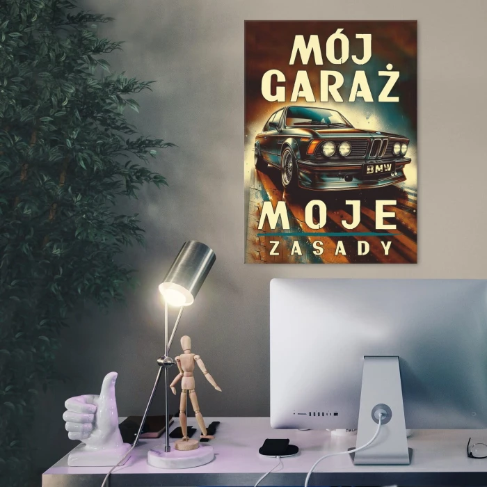 Plakat metalowy BMW garaż Prezent