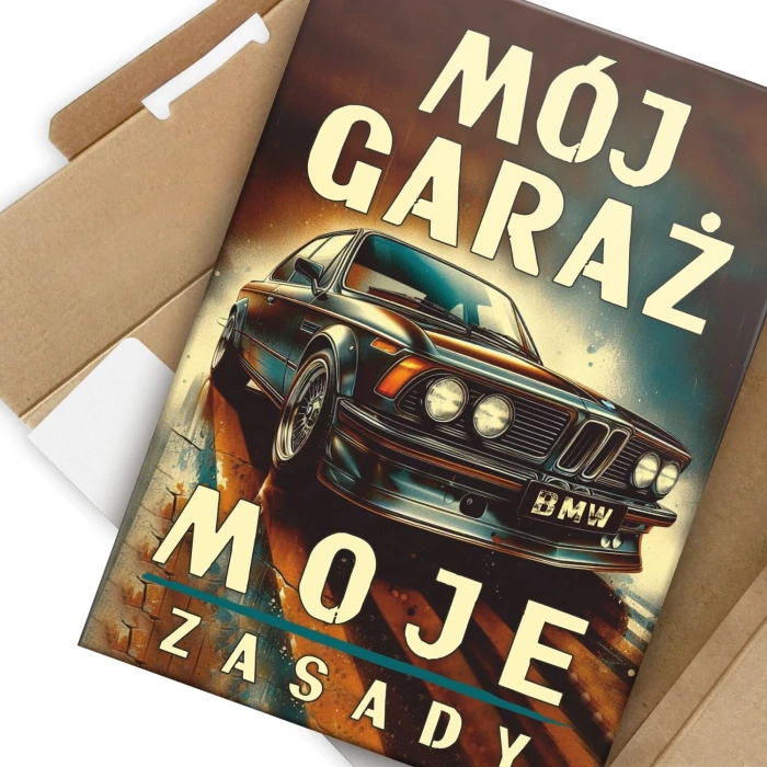 Plakat metalowy BMW garaż Prezent