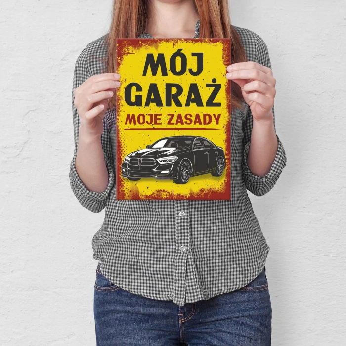 Plakat metalowy bmw black garaż Prezent
