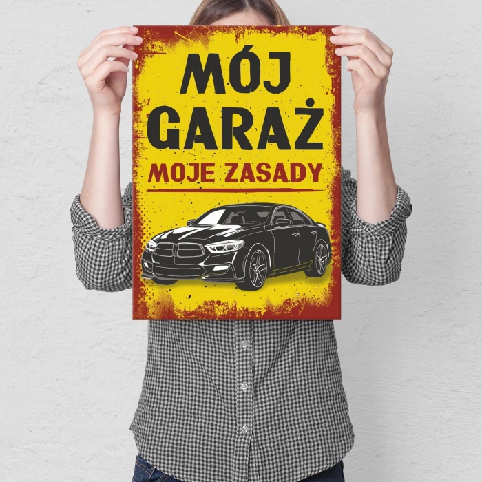 Poster metal bmw black garaż gift