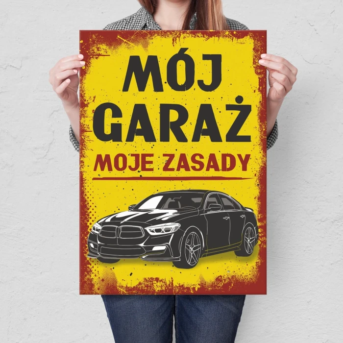 Poster metal bmw black garaż gift