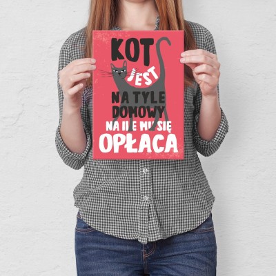 Plakat metalowy domowy kot Prezent