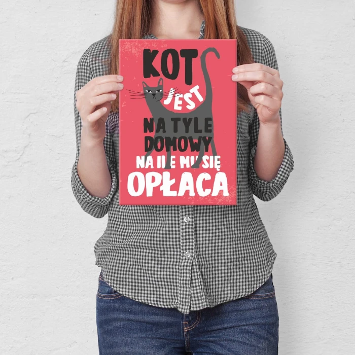 Plakat metalowy domowy kot Prezent