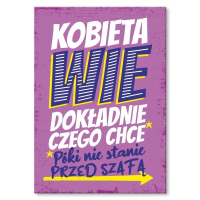 Plakat metalowy kobieta wie Prezent