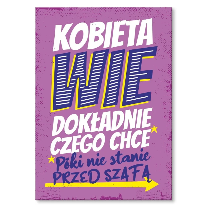 Plakat metalowy kobieta wie Prezent