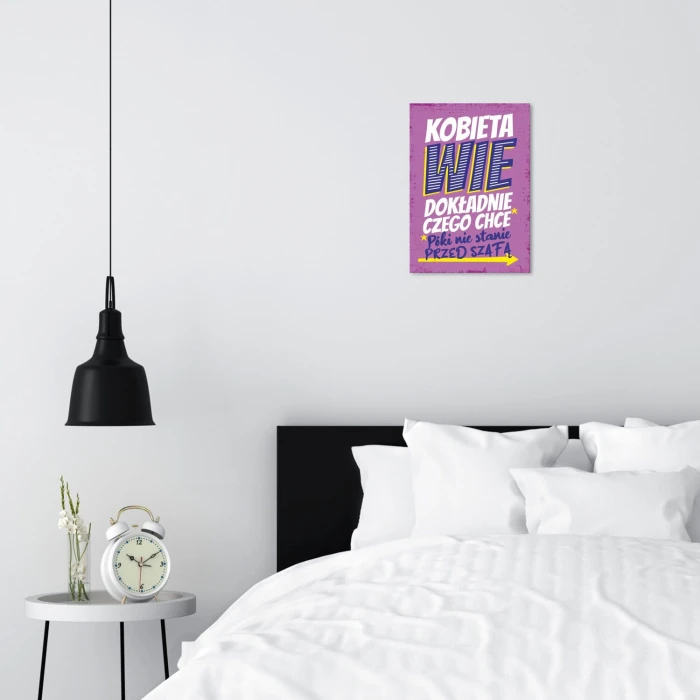 Plakat metalowy kobieta wie Prezent