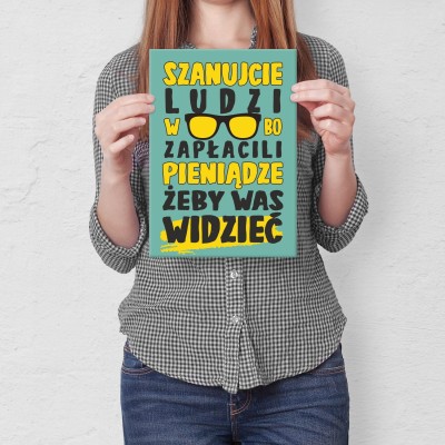 Plakat metalowy szanujcie okularników Prezent