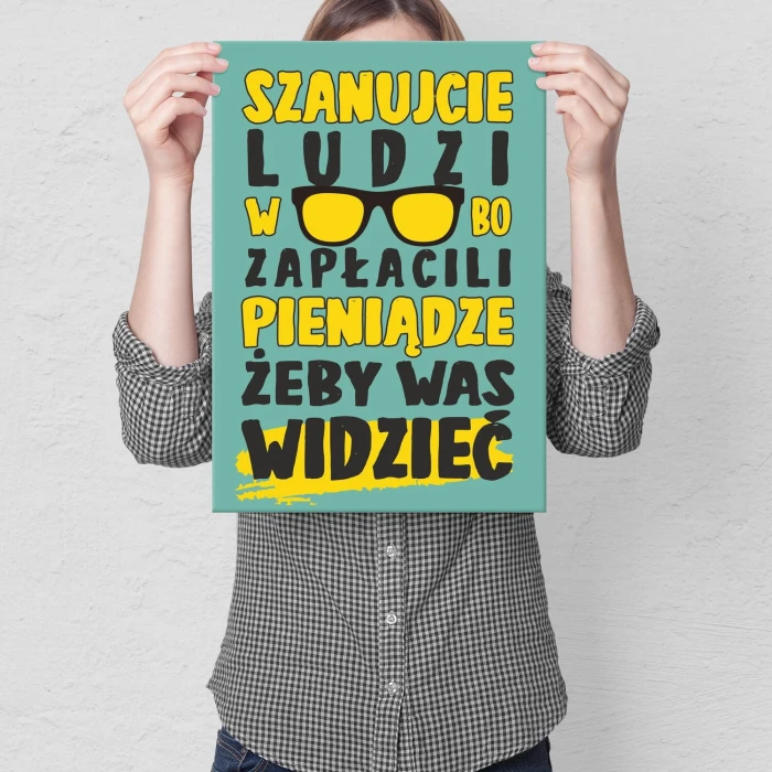 Plakat metalowy szanujcie okularników Prezent