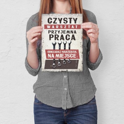 Poster metal czysty warsztat gift