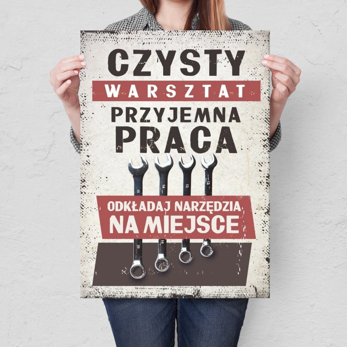 Poster metal czysty warsztat gift