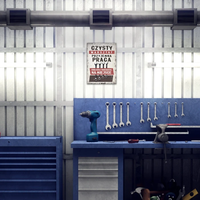 Poster metal czysty warsztat gift