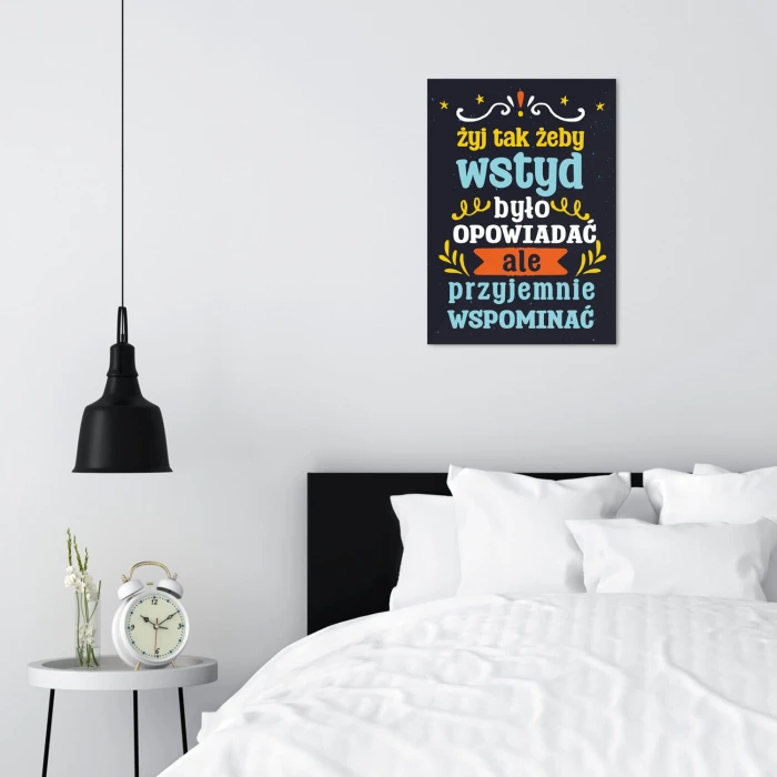 Plakat metalowy żyj tak aby wspominać Prezent