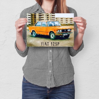 Poster metal Fiat 125p kolor gift