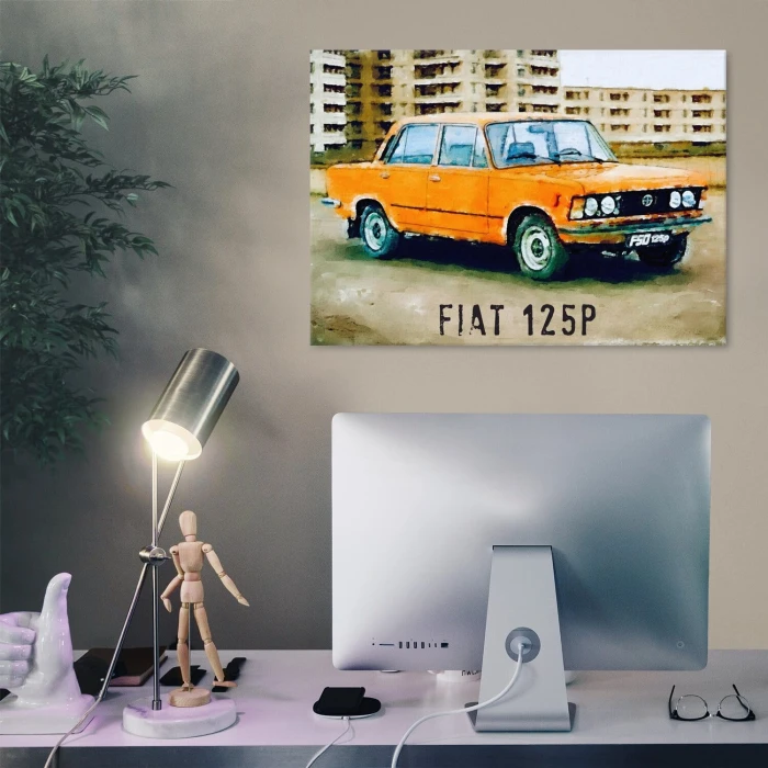Plakat metalowy Fiat 125p kolor Prezent