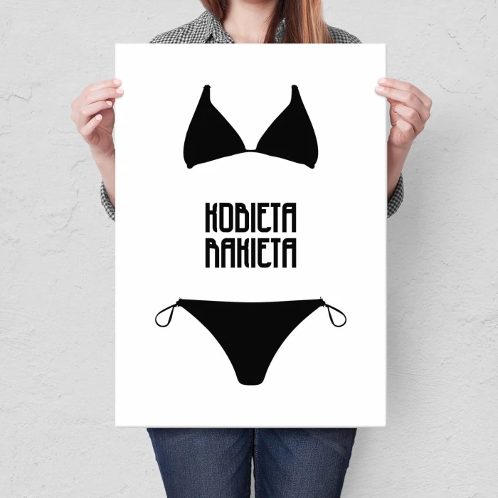 Plakat metalowy Kobieta rakieta Prezent