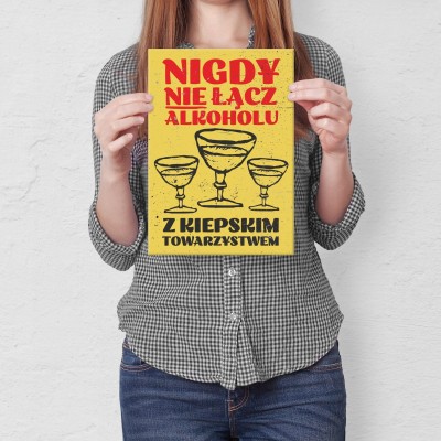 Plakat metalowy nie łącz alkoholu Prezent