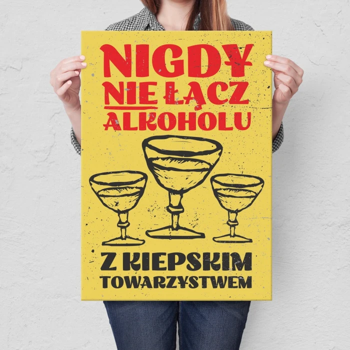 Plakat metalowy nie łącz alkoholu Prezent